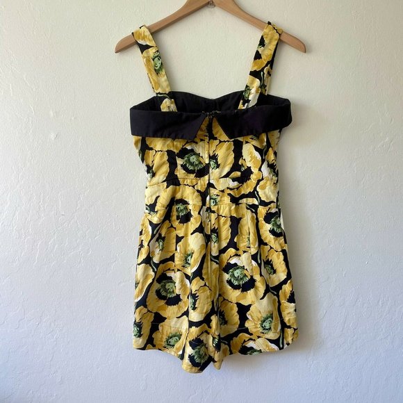 Bettie Page Tatyana Yellow Poppy Floral Romper - Picture 3 of 4